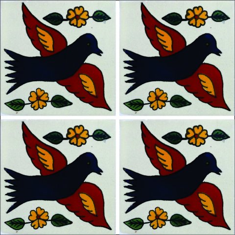 TALAVERA TILES / Talavera Tile 4x4 inch (90 pieces) - Style AZ095 / These beatiful handpainted Mexican Talavera tiles will give a colorful decorative touch to your bathrooms, vanities, window surrounds, fireplaces and more.