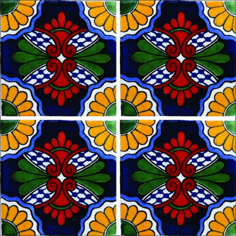 TALAVERA TILES / Talavera Tile 4x4 inch (90 pieces) - Style AZ104 / These beatiful handpainted Mexican Talavera tiles will give a colorful decorative touch to your bathrooms, vanities, window surrounds, fireplaces and more.