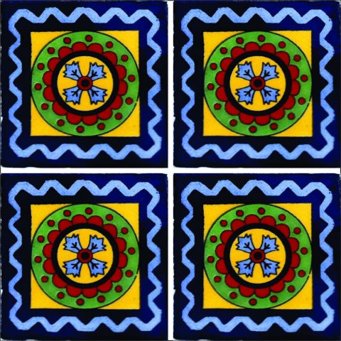 TALAVERA TILES / Talavera Tile 4x4 inch (90 pieces) - Style AZ116 / These beatiful handpainted Mexican Talavera tiles will give a colorful decorative touch to your bathrooms, vanities, window surrounds, fireplaces and more.