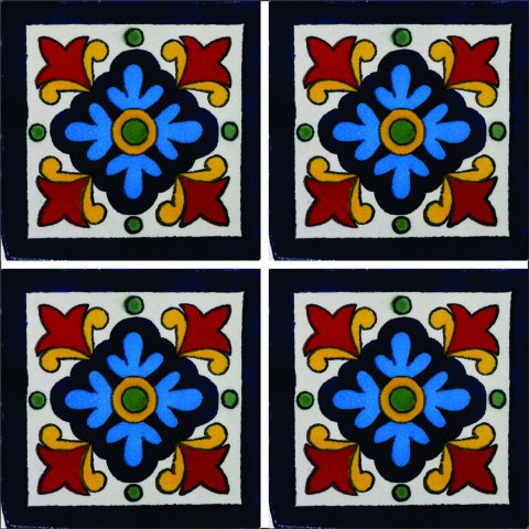 TALAVERA TILES / Talavera Tile 4x4 inch (90 pieces) - Style AZ120 / These beatiful handpainted Mexican Talavera tiles will give a colorful decorative touch to your bathrooms, vanities, window surrounds, fireplaces and more.