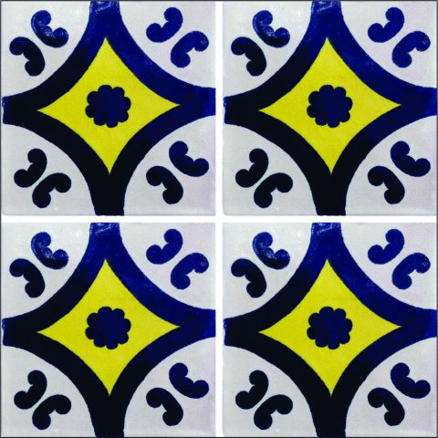 TALAVERA TILES / Talavera Tile 4x4 inch (90 pieces) - Style AZ121 / These beatiful handpainted Mexican Talavera tiles will give a colorful decorative touch to your bathrooms, vanities, window surrounds, fireplaces and more.