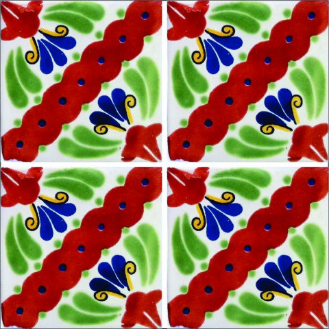 TALAVERA TILES / Talavera Tile 4x4 inch (90 pieces) - Style AZ123 / These beatiful handpainted Mexican Talavera tiles will give a colorful decorative touch to your bathrooms, vanities, window surrounds, fireplaces and more.