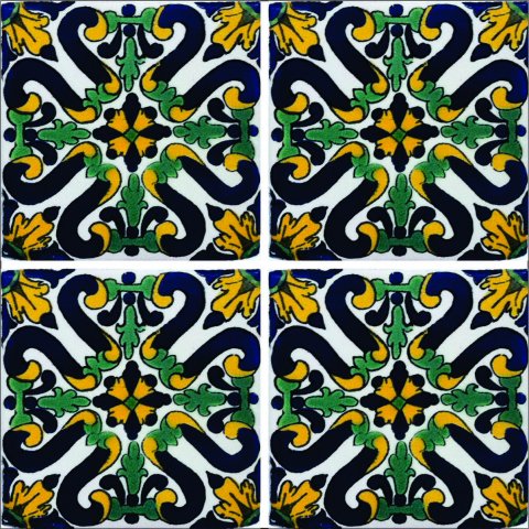 TALAVERA TILES / Talavera Tile 4x4 inch (90 pieces) - Style AZ126 / These beatiful handpainted Mexican Talavera tiles will give a colorful decorative touch to your bathrooms, vanities, window surrounds, fireplaces and more.