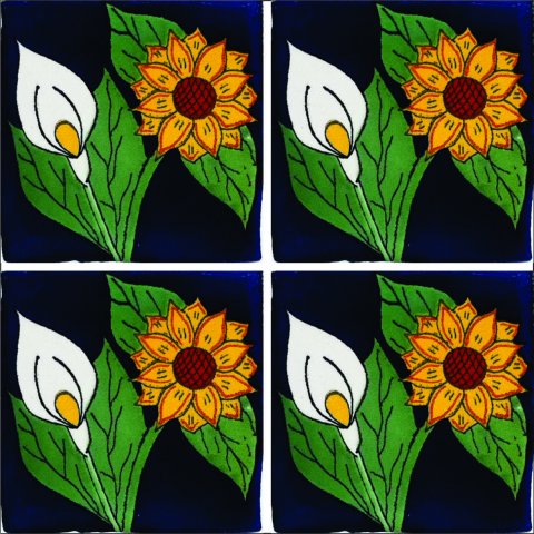 TALAVERA TILES / Talavera Tile 4x4 inch (90 pieces) - Style AZ148 / These beatiful handpainted Mexican Talavera tiles will give a colorful decorative touch to your bathrooms, vanities, window surrounds, fireplaces and more.