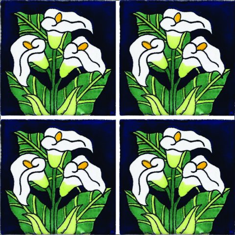 TALAVERA TILES / Talavera Tile 4x4 inch (90 pieces) - Style AZ153 / These beatiful handpainted Mexican Talavera tiles will give a colorful decorative touch to your bathrooms, vanities, window surrounds, fireplaces and more.