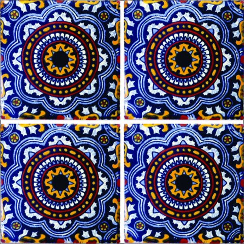 TALAVERA TILES / Talavera Tile 4x4 inch (90 pieces) - Style AZ154 / These beatiful handpainted Mexican Talavera tiles will give a colorful decorative touch to your bathrooms, vanities, window surrounds, fireplaces and more.