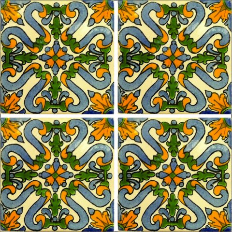TALAVERA TILES / Talavera Tile 4x4 inch (90 pieces) - Style AZ158 / These beatiful handpainted Mexican Talavera tiles will give a colorful decorative touch to your bathrooms, vanities, window surrounds, fireplaces and more.