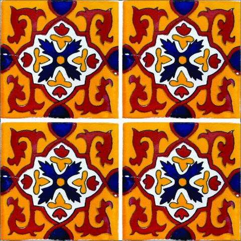 TALAVERA TILES / Talavera Tile 4x4 inch (90 pieces) - Style AZ161 / These beatiful handpainted Mexican Talavera tiles will give a colorful decorative touch to your bathrooms, vanities, window surrounds, fireplaces and more.