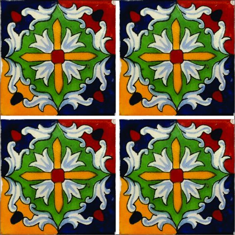 TALAVERA TILES / Talavera Tile 4x4 inch (90 pieces) - Style AZ166 / These beatiful handpainted Mexican Talavera tiles will give a colorful decorative touch to your bathrooms, vanities, window surrounds, fireplaces and more.