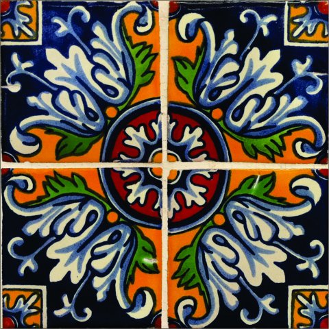 TALAVERA TILES / Talavera Tile 4x4 inch (90 pieces) - Style AZ167 / These beatiful handpainted Mexican Talavera tiles will give a colorful decorative touch to your bathrooms, vanities, window surrounds, fireplaces and more.