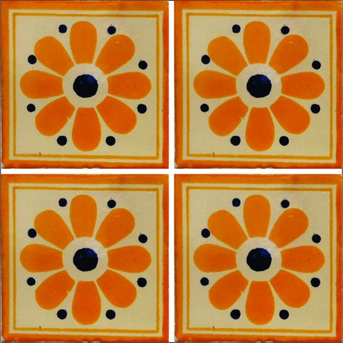 TALAVERA TILES / Talavera Tile 4x4 inch (90 pieces) - Style AZ178 / These beatiful handpainted Mexican Talavera tiles will give a colorful decorative touch to your bathrooms, vanities, window surrounds, fireplaces and more.