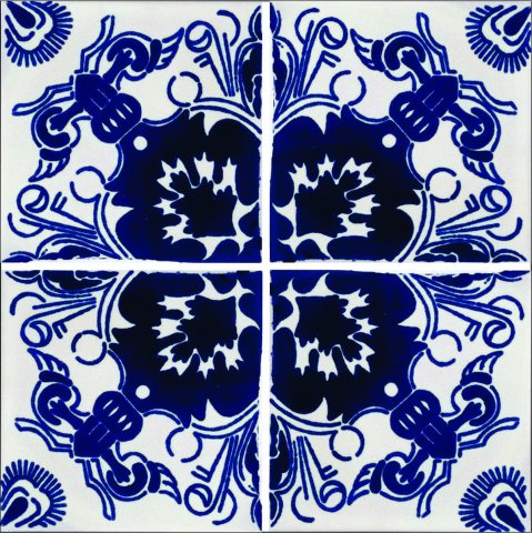 TALAVERA TILES / Talavera Tile 4x4 inch (90 pieces) - Style AZ187 / These beatiful handpainted Mexican Talavera tiles will give a colorful decorative touch to your bathrooms, vanities, window surrounds, fireplaces and more.