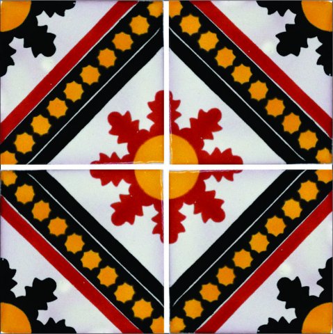 TALAVERA TILES / Talavera Tile 4x4 inch (90 pieces) - Style AZ192 / These beatiful handpainted Mexican Talavera tiles will give a colorful decorative touch to your bathrooms, vanities, window surrounds, fireplaces and more.