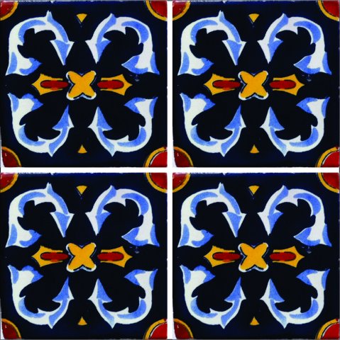 TALAVERA TILES / Talavera Tile 4x4 inch (90 pieces) - Style AZ193 / These beatiful handpainted Mexican Talavera tiles will give a colorful decorative touch to your bathrooms, vanities, window surrounds, fireplaces and more.