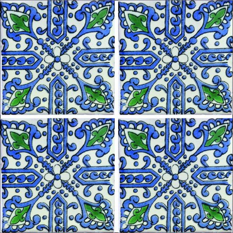 TALAVERA TILES / Talavera Tile 4x4 inch (90 pieces) - Style AZ195 / These beatiful handpainted Mexican Talavera tiles will give a colorful decorative touch to your bathrooms, vanities, window surrounds, fireplaces and more.