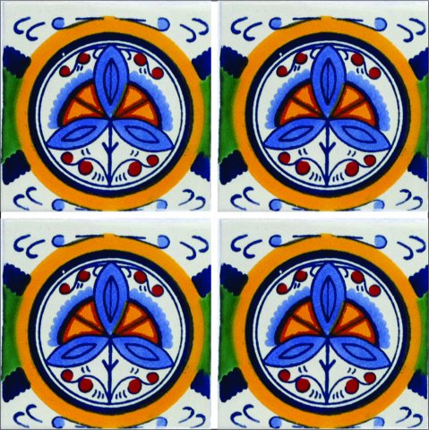 TALAVERA TILES / Talavera Tile 4x4 inch (90 pieces) - Style AZ200 / These beatiful handpainted Mexican Talavera tiles will give a colorful decorative touch to your bathrooms, vanities, window surrounds, fireplaces and more.