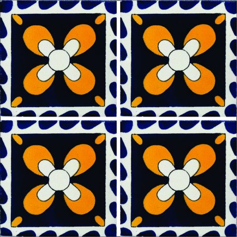 TALAVERA TILES / Talavera Tile 4x4 inch (90 pieces) - Style AZ202 / These beatiful handpainted Mexican Talavera tiles will give a colorful decorative touch to your bathrooms, vanities, window surrounds, fireplaces and more.