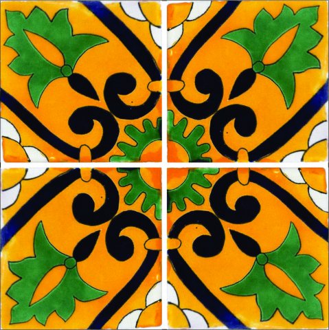 TALAVERA TILES / Talavera Tile 4x4 inch (90 pieces) - Style AZ203 / These beatiful handpainted Mexican Talavera tiles will give a colorful decorative touch to your bathrooms, vanities, window surrounds, fireplaces and more.