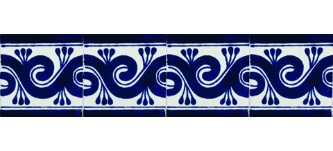 TALAVERA TILES / Border Tile 4x4 inch (90 pieces) - Style CN-25 / These beatiful handpainted Mexican Talavera tiles will give a colorful decorative touch to your bathrooms, vanities, window surrounds, fireplaces and more.
